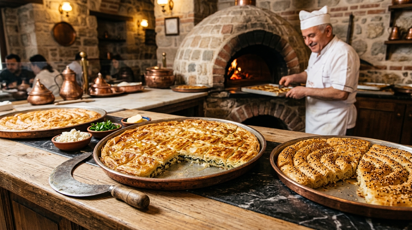 Tarihi Safranbolu Su Böreği ve Kol Böreği Tepsileri